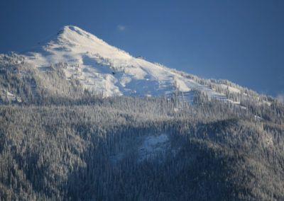 Snow capped peak near The Monashee Lodge in Revelstoke