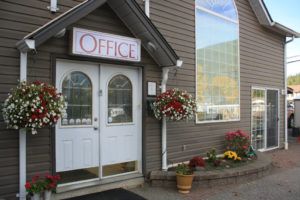 Office entrance at The Monashee Lodge in Revelstoke