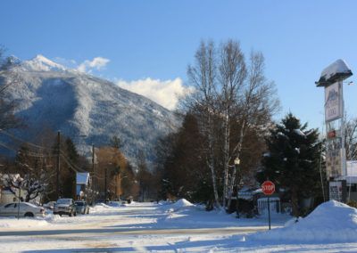 Wintery view near The Monashee Lodge in Revelstoke